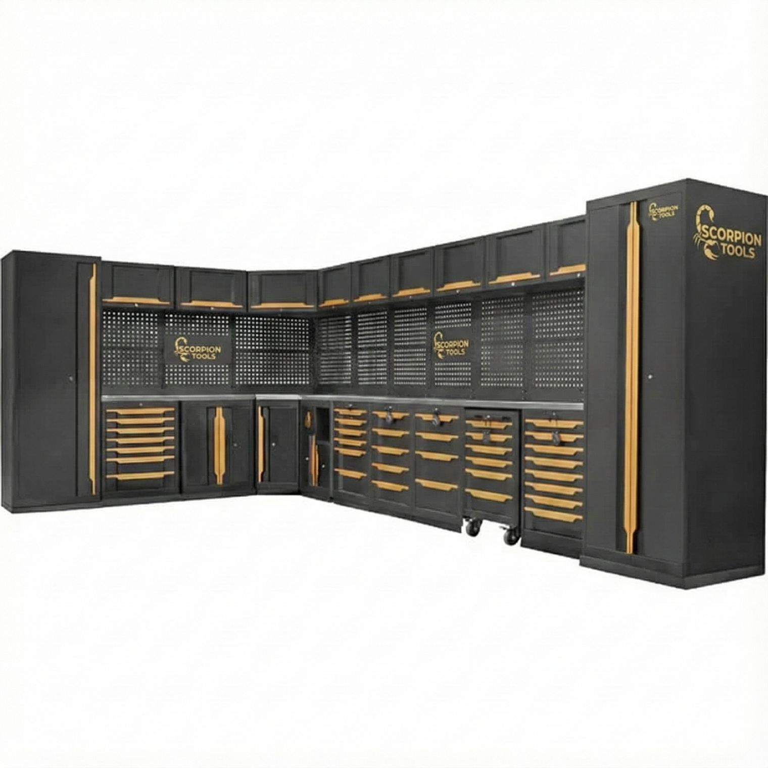 ST0014 - 35pc Deluxe  Garage Tool & Equipment Storage Unit Black & Gold with LED Lighting